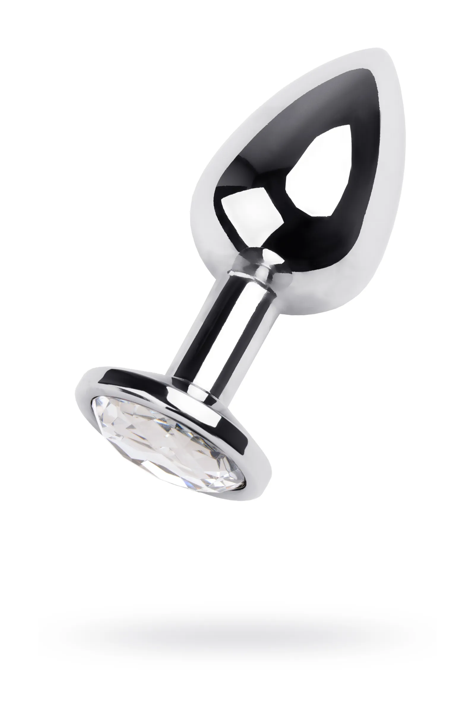 Анальная втулка TOYFA Metall, металл, серебряная с кристаллом цвета алмаз, 9,2 см, Ø 4 см, 425 г