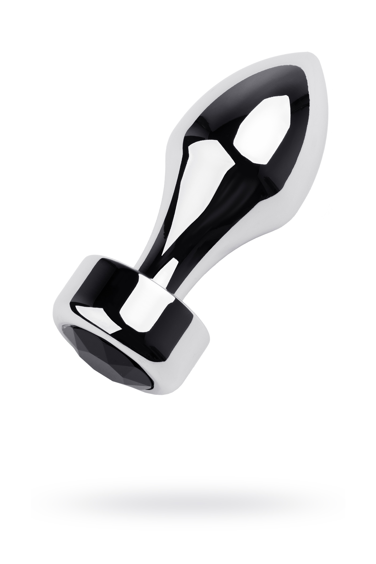 Анальная втулка TOYFA Metall, металл, серебряная с черным кристаллом, 10,8 см, Ø 4 см, 200гр