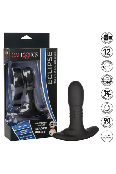 Стимулятор анальный перезаряжаемый Beaded Probe с функцией "ротации" и управлением с браслета