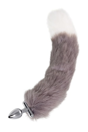 Анальная втулка с хвостом и ушки TOYFA Metall, серебристая, 44.4 см