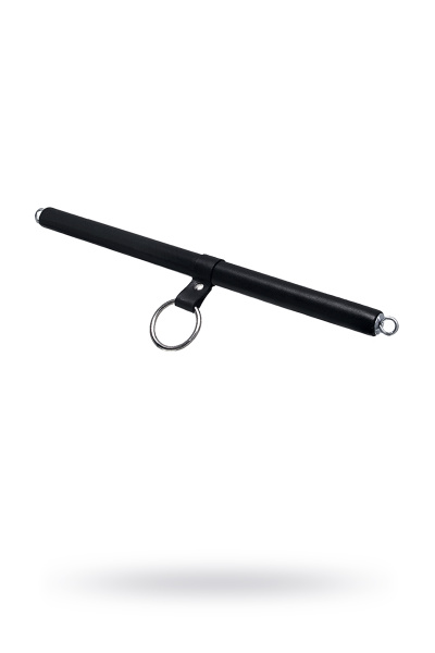 Маленькая распорка для фиксации Pecado BDSM, с кольцом, натуральная кожа и дерево, черная