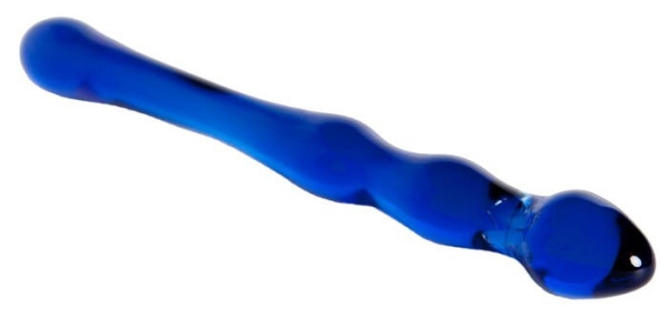 Двусторонний фаллоимитатор Sexus Glass, стекло, синий, 20,5 см