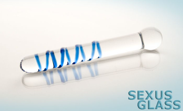 Двусторонний фаллоимитатор Sexus Glass, стекло, прозрачный, 19 см