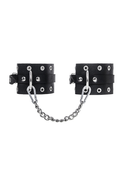 Оковы однослойные с люверсами Pecado BDSM, натуральная кожа, черные