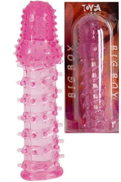 Насадка с шипиками Toyfa, Розовая, 8 см, Ø 2,5